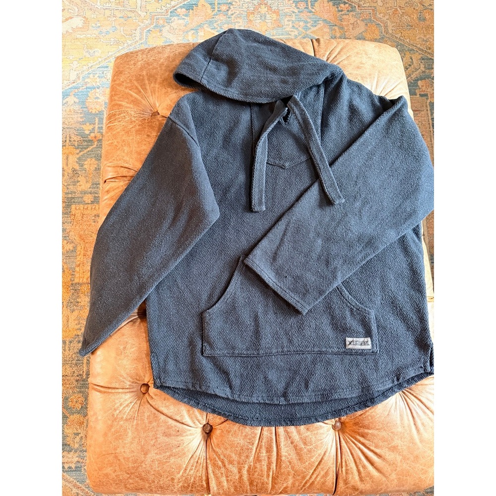 WRMFZY Herringbone Hoodie Mens L Charcoal Grey Drug Rug Streetwear Pullover